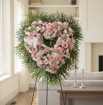 P Pink and white open heart