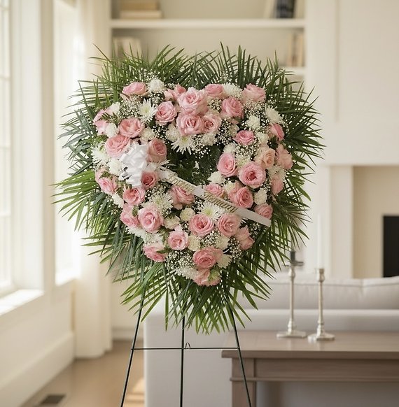 P Pink and white open heart