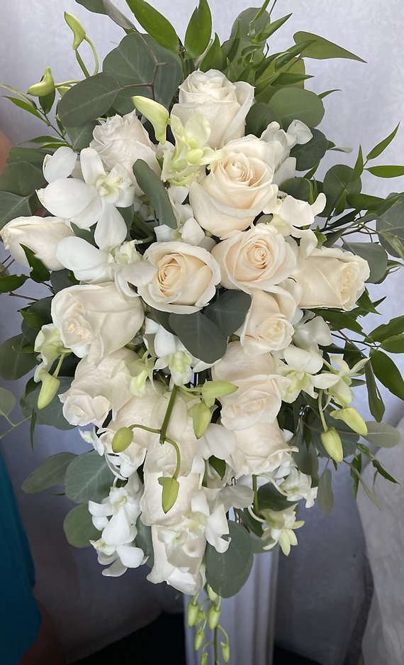 White cascading bouquet