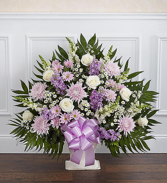 Floor Basket- Lavender & White