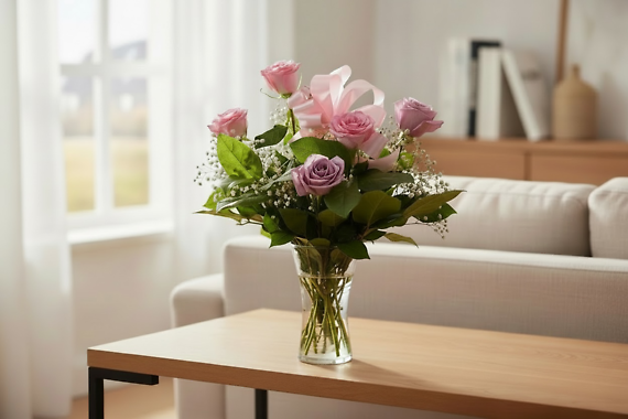 R6 pink and lav rose vase