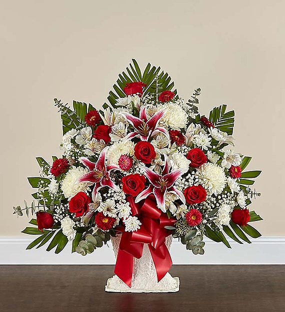 Floor Red Rose and Lily Basket
