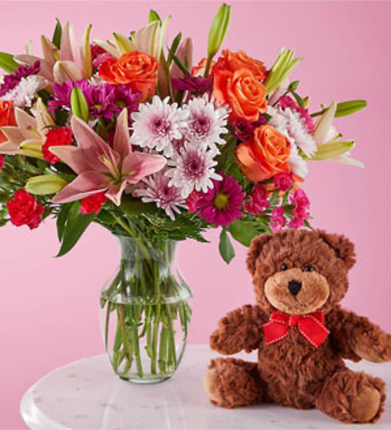 Here\'s Looking at You Bouquet &amp; Bear Set