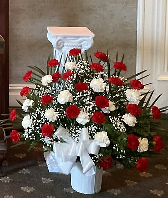 Red and White Carnation Container
