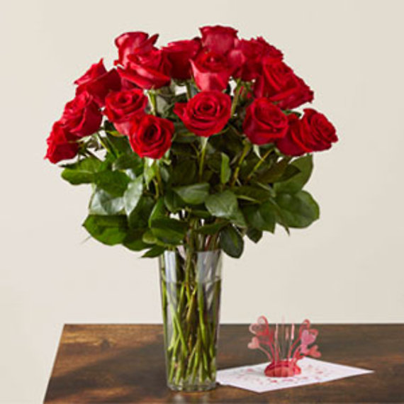 Long Stem Red Rose Vase
