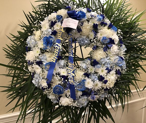 Blue and white wreath