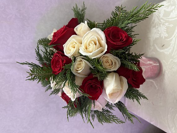 Classic red and white clutch