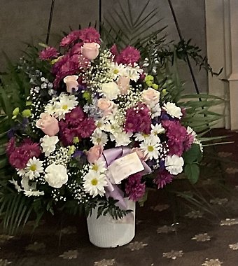Pink, Purple and White Floor Container