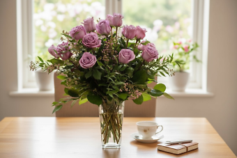 DZ Lavender Roses WAX FLOWER