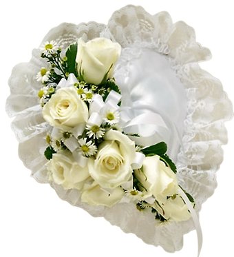 White Satin Heart Casket Pillow