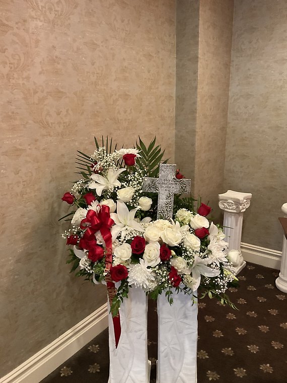 Cross and flowers