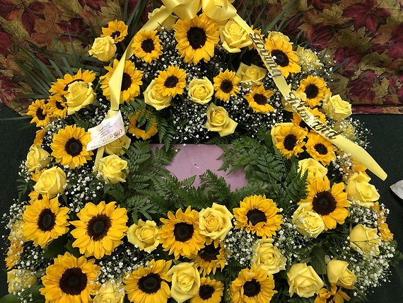Sunflowers & Yellow roses urn