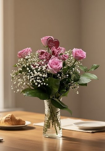 R6 PINK ROSES VASE