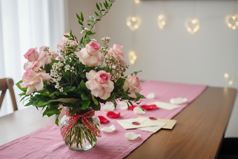 Pequa Valentine\'s Day Esperanza Roses with wax flower