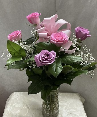 R6 pink and lav rose vase