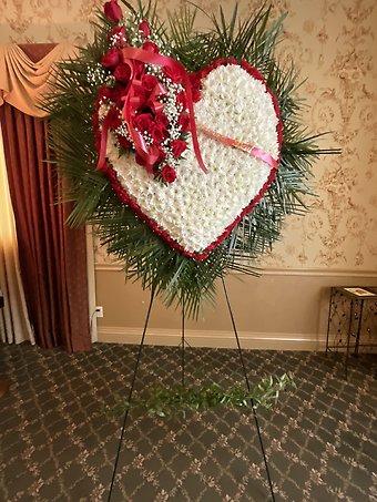 White Rose Heart outlined in red