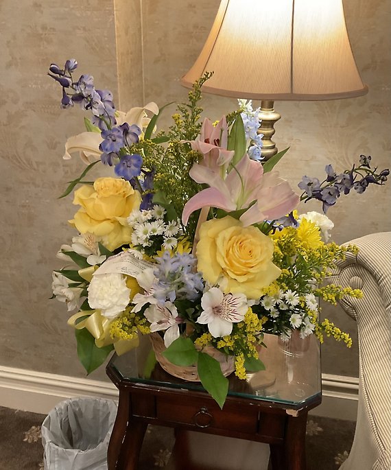 Pastel sympathy basket