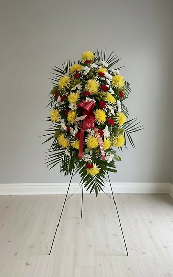 P yellow and red spray