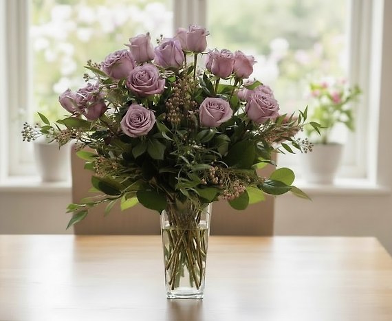 DZ Lavender Roses WAX FLOWER